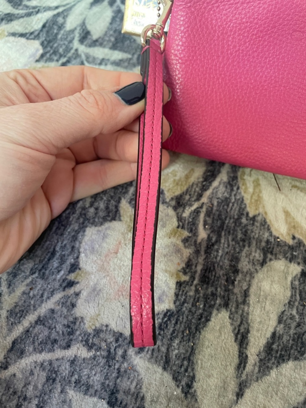 Coach Pink Pebbled Leather Wristlet Clutch Two Compartments Zippered - Picture 3 of 14